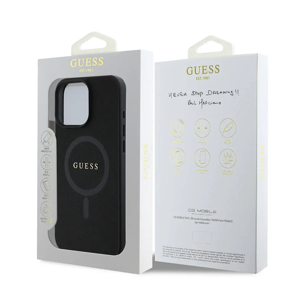 iPhone 16 Pro Max MagSafe Uyumlu Saffiano Kılıf - Guess Classic