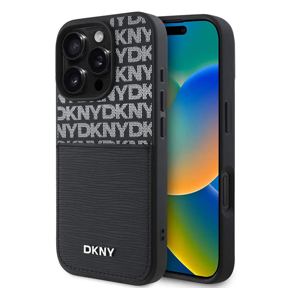iPhone 16 Pro Max Kartlıklı Kılıf - DKNY Lisanslı Repeat Texture