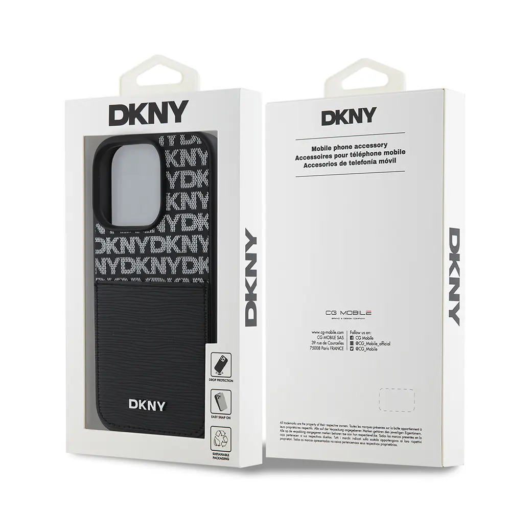 iPhone 16 Pro Max Kartlıklı Kılıf - DKNY Lisanslı Repeat Texture