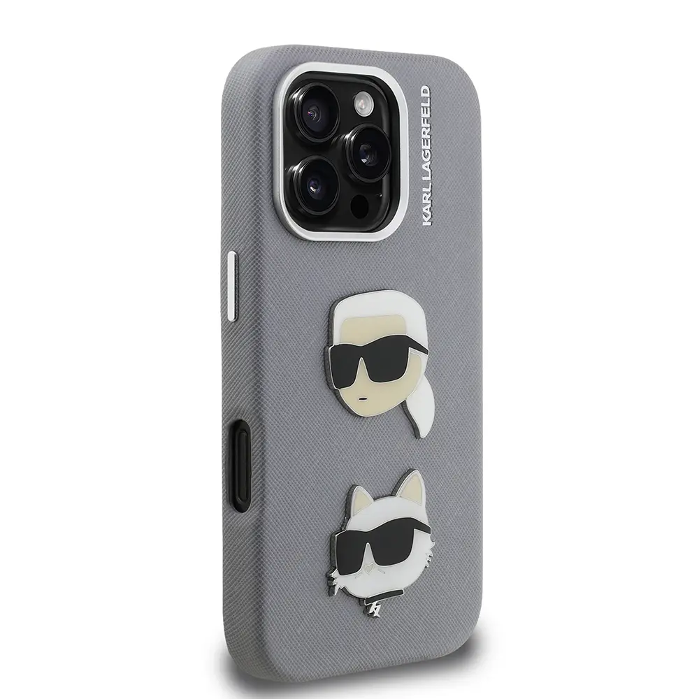 iPhone 16 Pro Max Kılıf, Lisanslı K&C Heads Pin Tasarım - Karl Lagerfeld