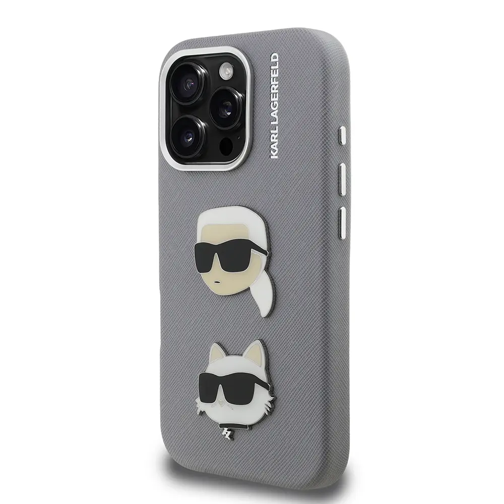 iPhone 16 Pro Max Kılıf, Lisanslı K&C Heads Pin Tasarım - Karl Lagerfeld