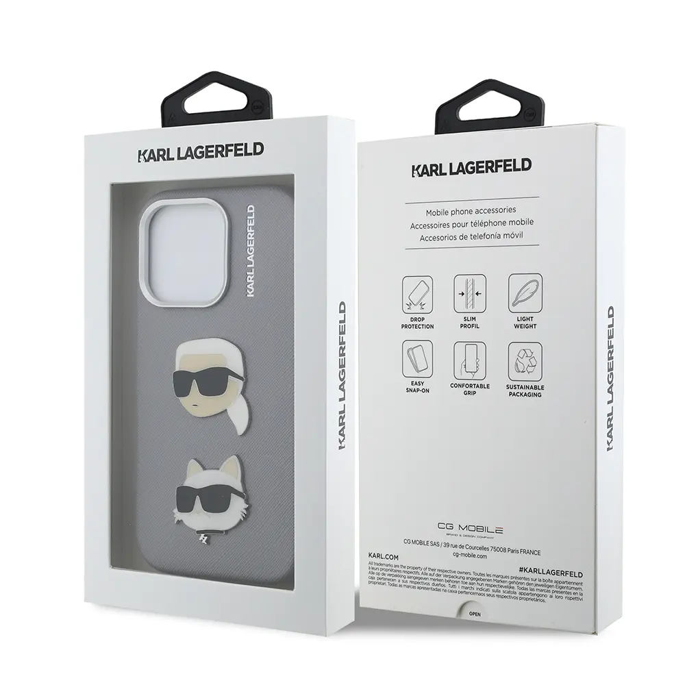 iPhone 16 Pro Max Kılıf, Lisanslı K&C Heads Pin Tasarım - Karl Lagerfeld
