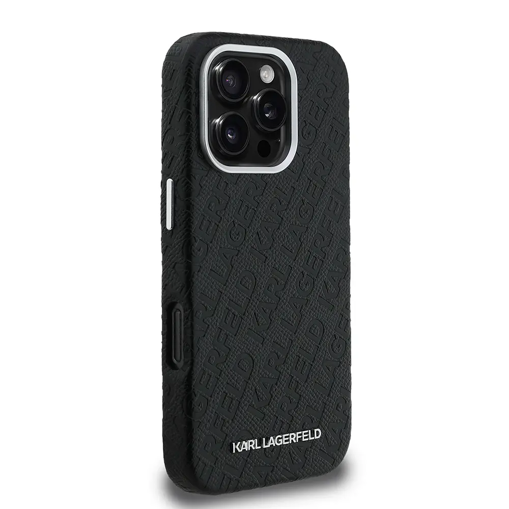 iPhone 16 Pro Max PU Deri Kılıf, Metal Logo Detaylı - Karl Lagerfeld