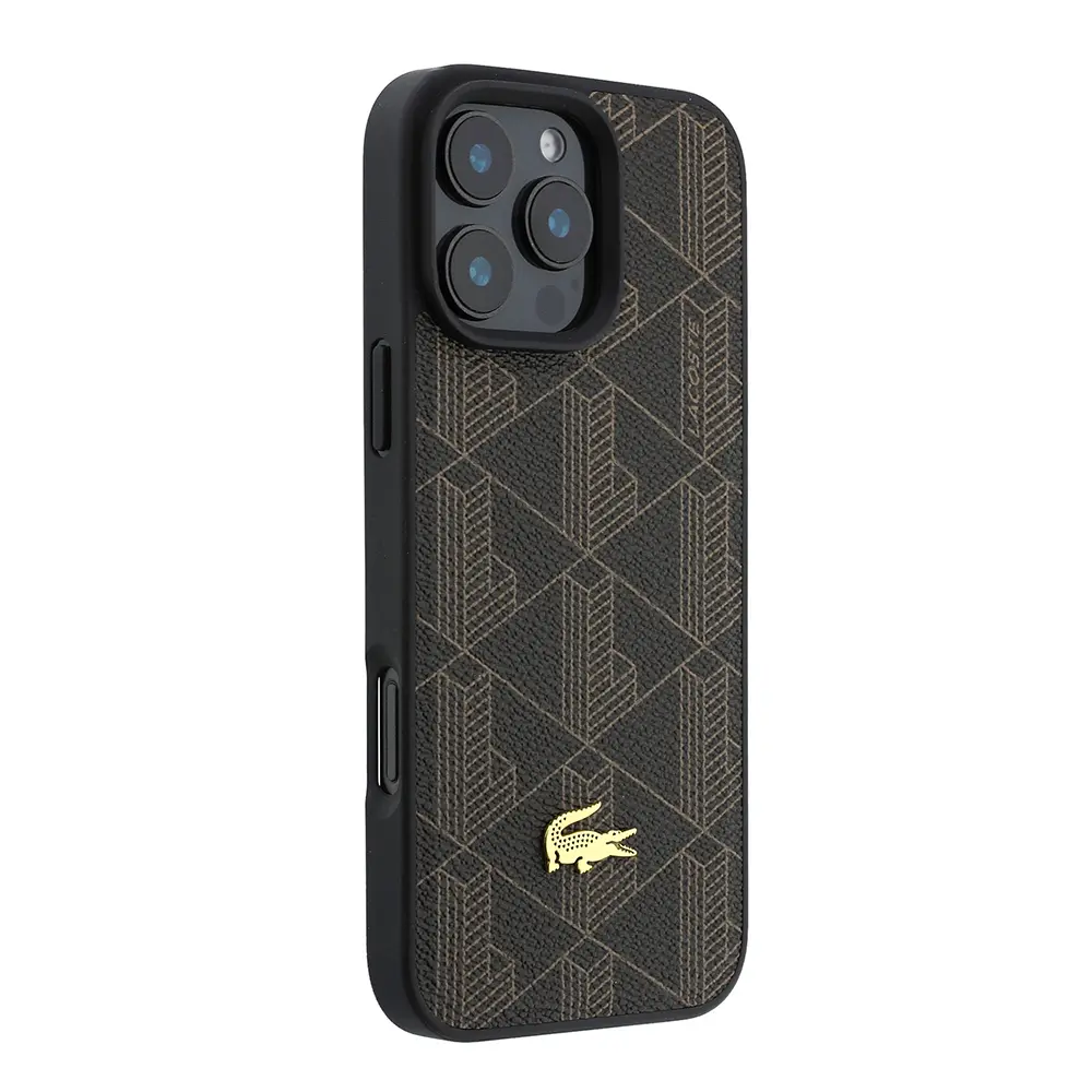 iPhone 16 Pro Max MagSafe Uyumlu Kartlıklı PU Deri Kılıf - Lacoste Monogram