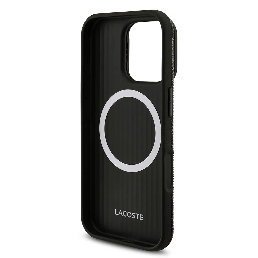 iPhone 16 Pro Max MagSafe Uyumlu Standlı PU Deri Kılıf - Lacoste Monogram