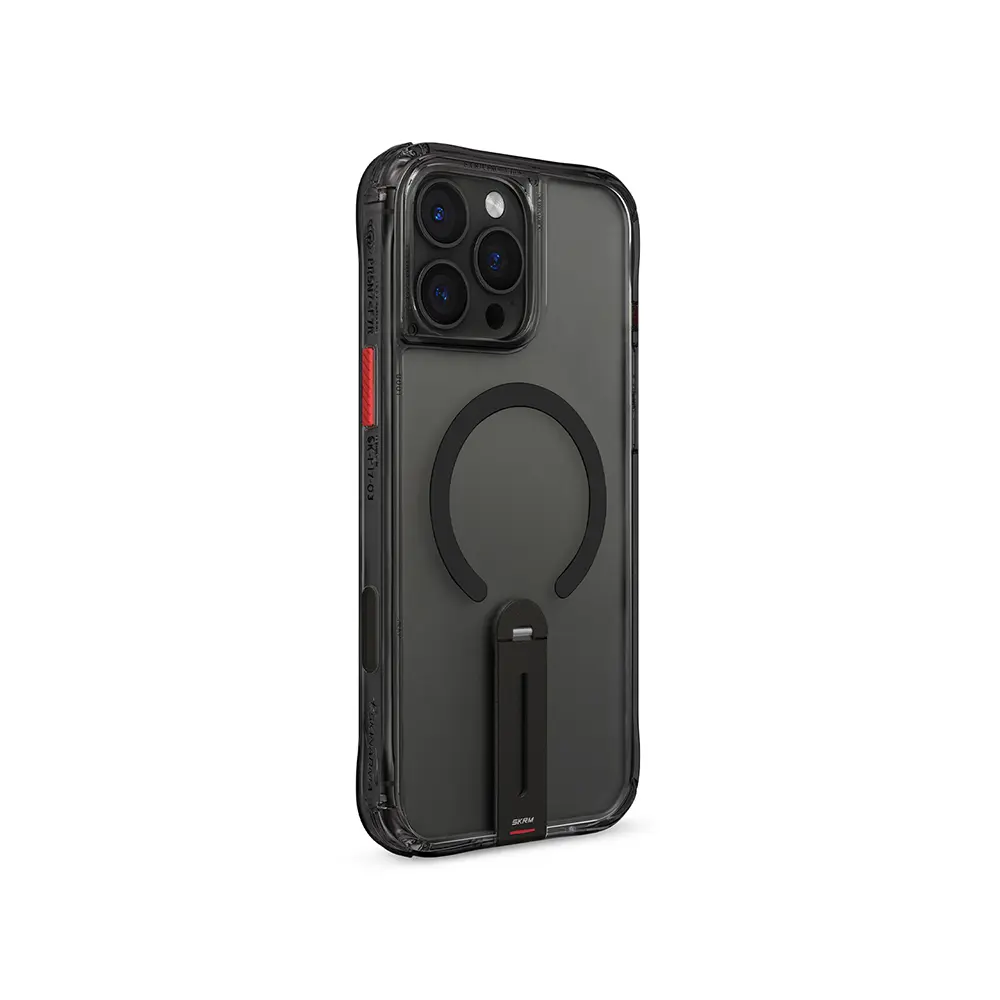 iPhone 16 Pro Max MagSafe Uyumlu 360° Standlı Şeffaf Kılıf - Skinarma Helix