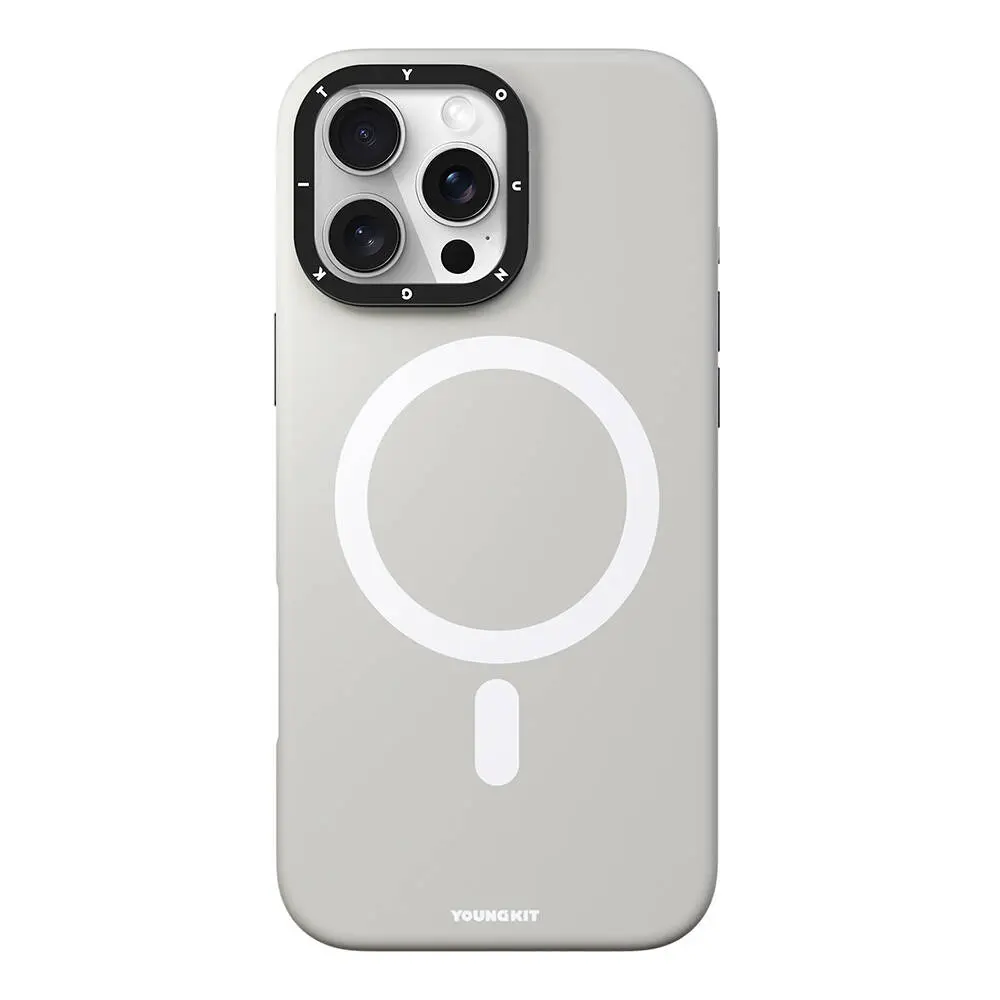 iPhone 16 Pro Max MagSafe Uyumlu Kamera Standlı Silikon Kılıf - Youngkit Bitty Cream