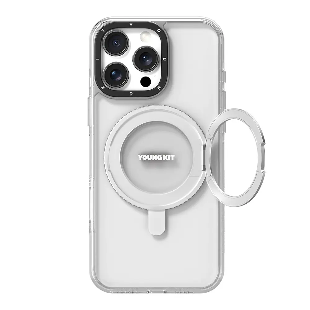 iPhone 16 Pro Max MagSafe Uyumlu Standlı Şeffaf Kılıf - Youngkit Pivot