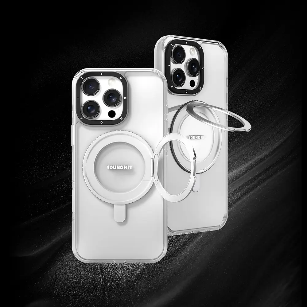 iPhone 16 Pro Max MagSafe Uyumlu Standlı Şeffaf Kılıf - Youngkit Pivot