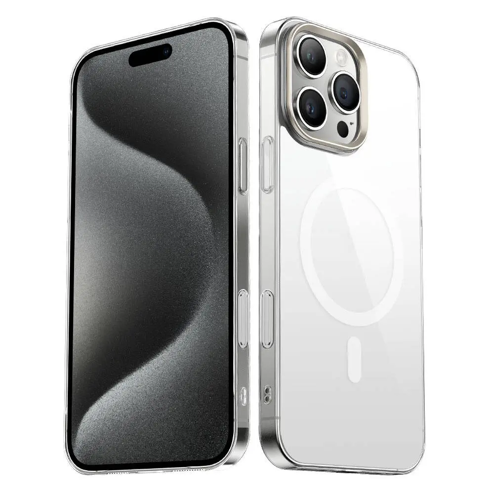 iPhone 16 Pro Max MagSafe Uyumlu Şeffaf Cam Arka Yüzeyli Kılıf - Zore G-Glass