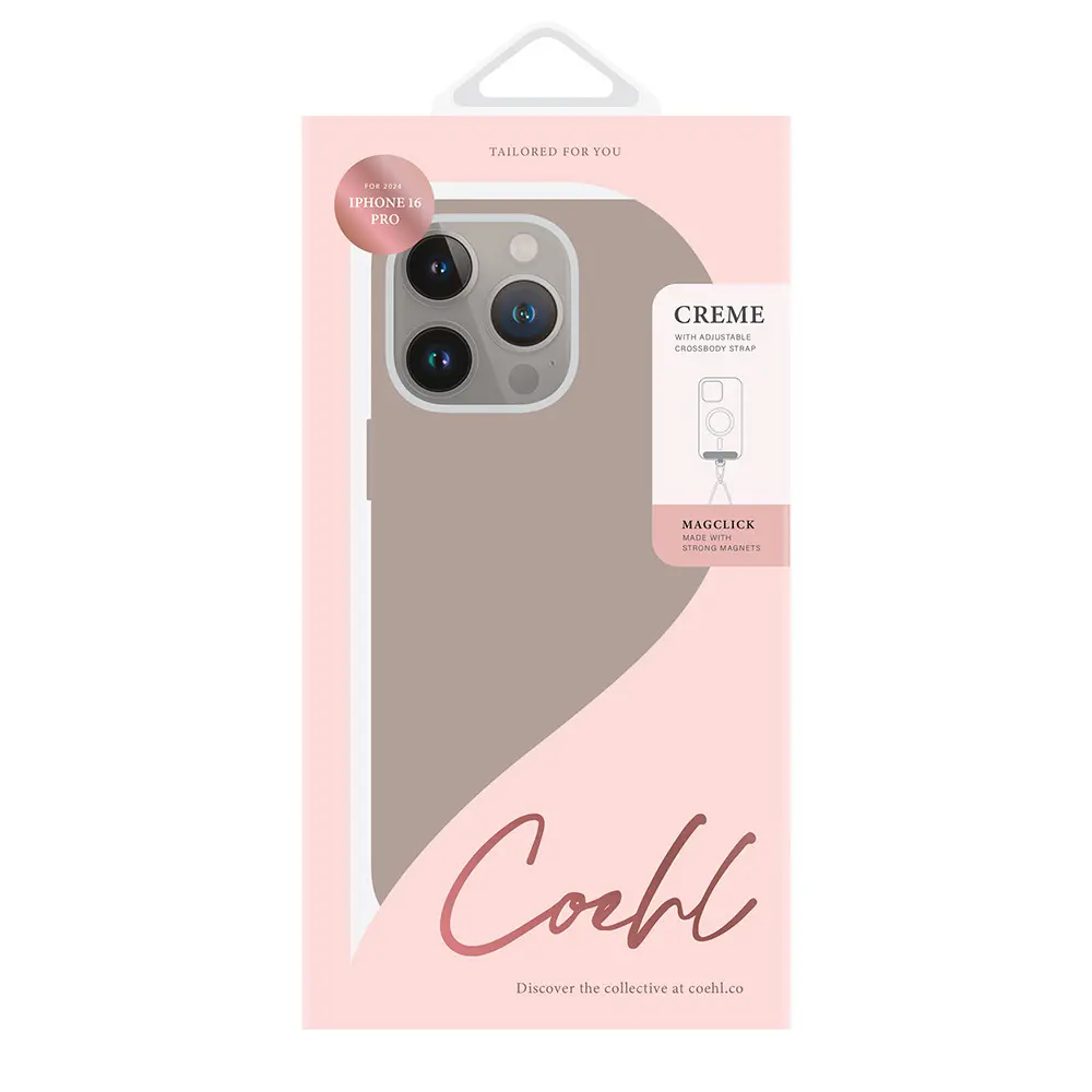 iPhone 16 Pro Max MagSafe Uyumlu Silikon Kılıf, Askı İpli - Coehl Creme