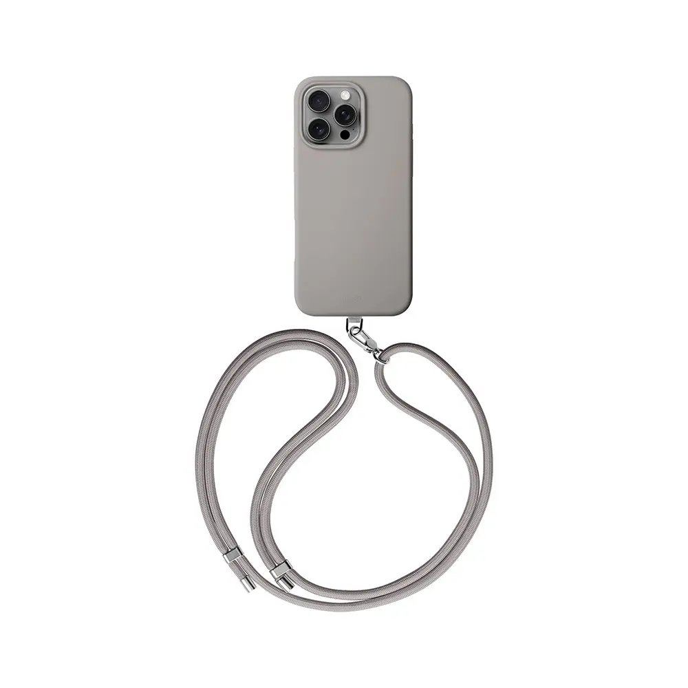 iPhone 16 Pro Max MagSafe Uyumlu Silikon Kılıf, Askı İpli - Coehl Creme