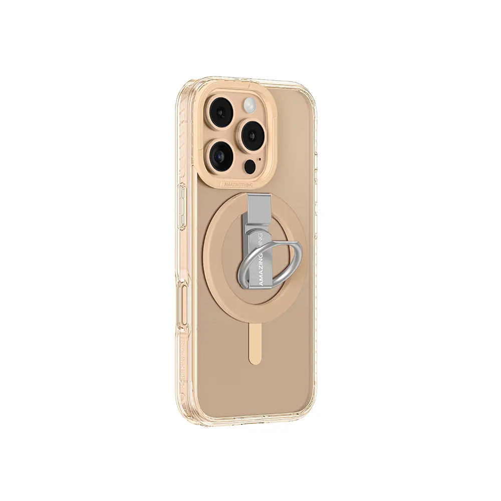 iPhone 16 Pro Max MagSafe Uyumlu Yüzük Standlı Şeffaf Kılıf - Amazingthing Titan Pro