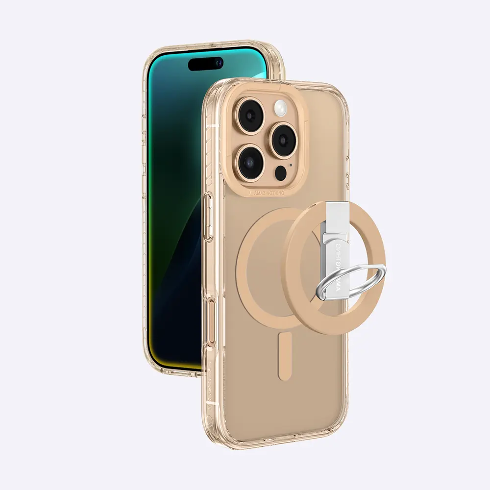 iPhone 16 Pro Max MagSafe Uyumlu Yüzük Standlı Şeffaf Kılıf - Amazingthing Titan Pro