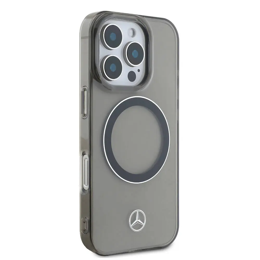 iPhone 16 Pro Max MagSafe Uyumlu Şeffaf Kılıf - Mercedes Benz Silver Ring