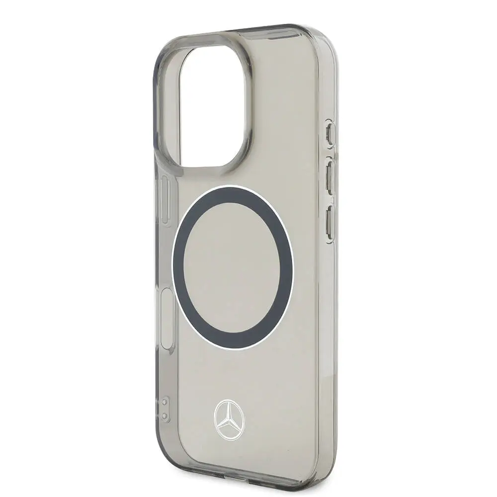 iPhone 16 Pro Max MagSafe Uyumlu Şeffaf Kılıf - Mercedes Benz Silver Ring
