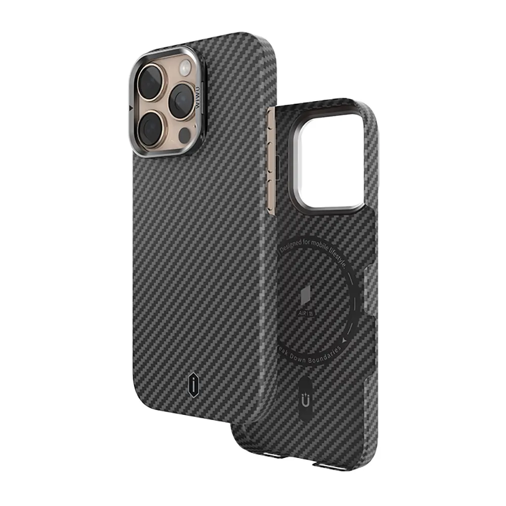 iPhone 16 Pro Max MagSafe Uyumlu Aramid Fiber Kılıf, Kamera Standlı - Wiwu DCC-206