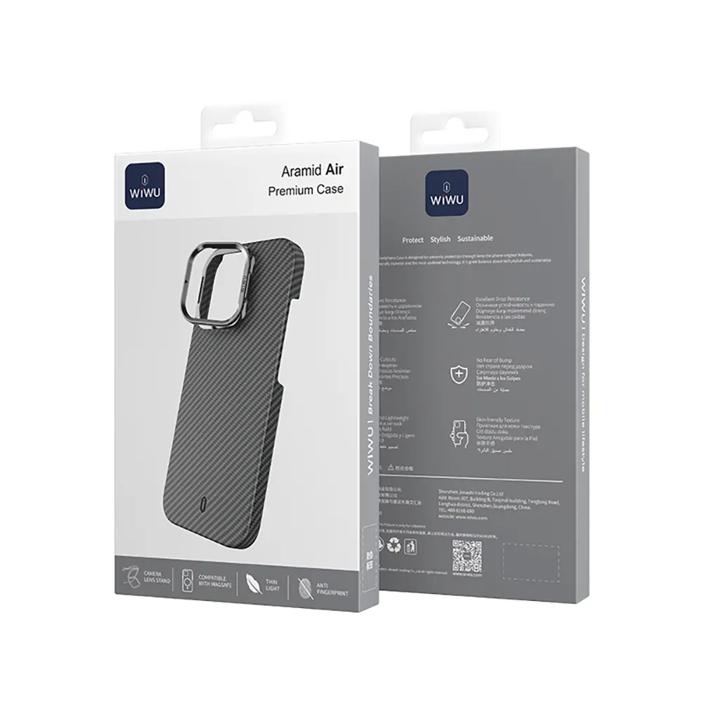 iPhone 16 Pro Max MagSafe Uyumlu Aramid Fiber Kılıf, Kamera Standlı - Wiwu DCC-206