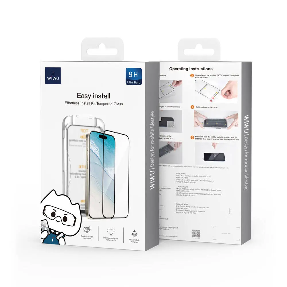iPhone 16 Pro Max Temperli Cam Ekran Koruyucu, Kolay Uygulama Aparatlı - Wiwu SQ-008