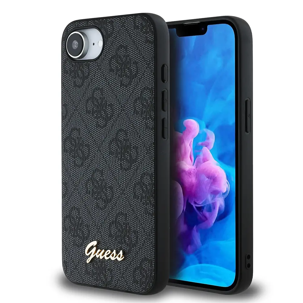 iPhone 16e Uyumlu Guess 4G Desenli Metal Logo Detaylı Kılıf