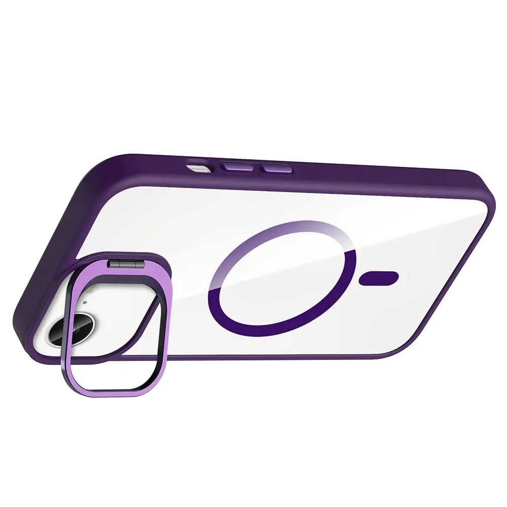 iPhone 16e MagSafe Uyumlu Standlı Şeffaf Kılıf - Zore Etro