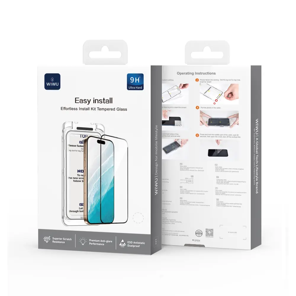 iPhone 17 Air Temperli Cam Ekran Koruyucu, Kolay Uygulama Aparatlı - Wiwu SQ-008