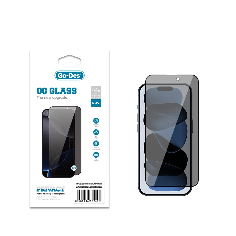 iPhone 17 Air Temperli Cam Ekran Koruyucu - Go Des OG Glass Privacy