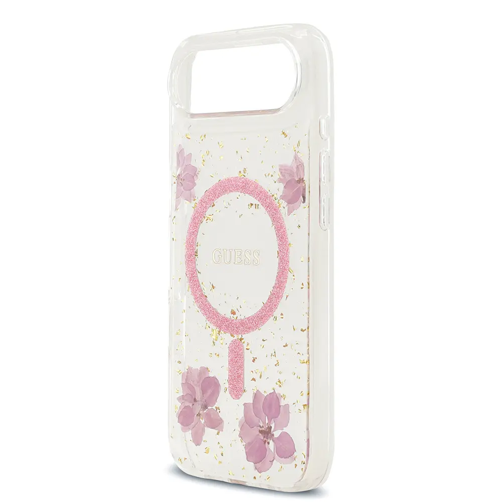 iPhone 17 Air MagSafe Uyumlu Şeffaf Kılıf - Guess Resin Flowers
