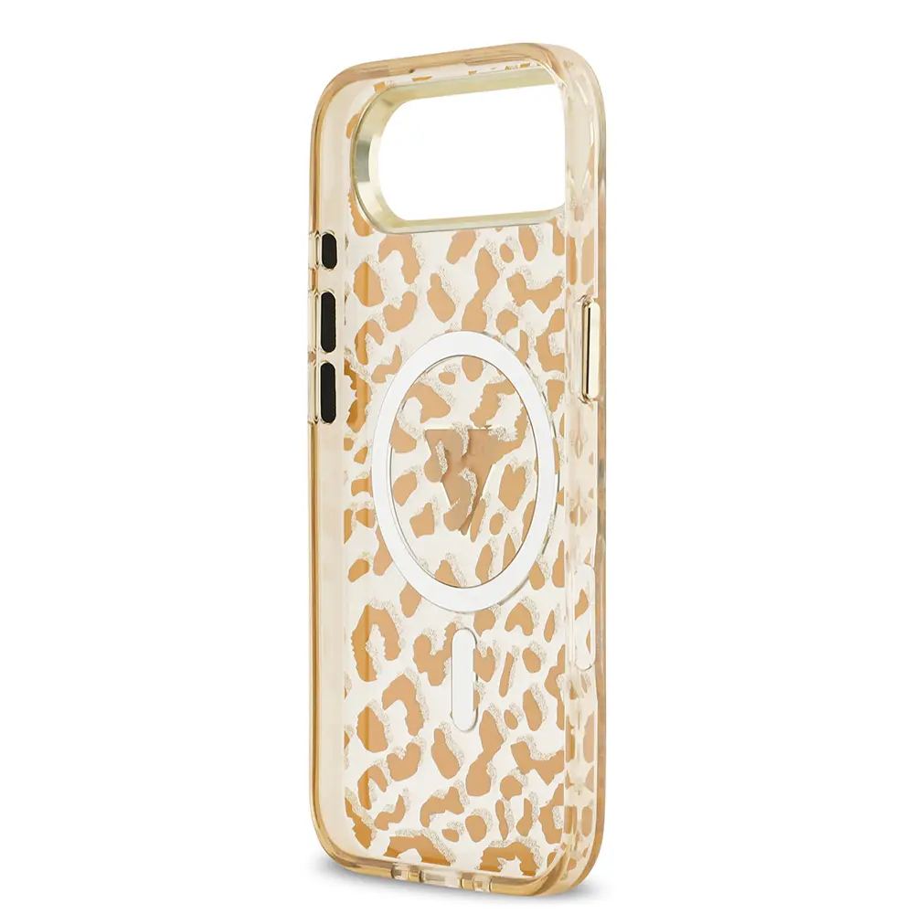 iPhone 17 Air MagSafe Uyumlu Simli Leopar Desenli Kılıf - Guess