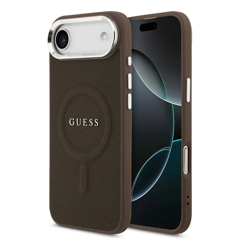 iPhone 17 Air MagSafe Uyumlu PU Deri Kılıf - Guess Klasik Logolu