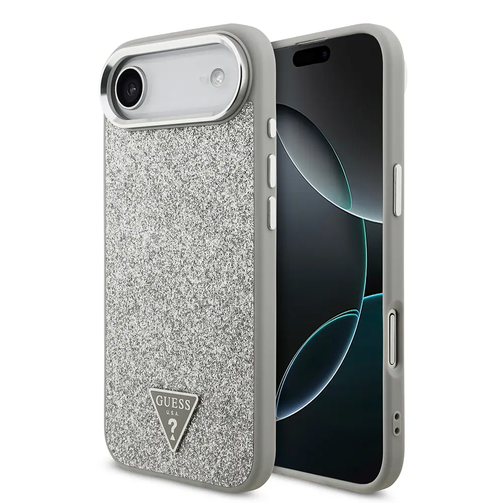 iPhone 17 Air MagSafe Uyumlu Glitter Kılıf - Guess Üçgen Logolu