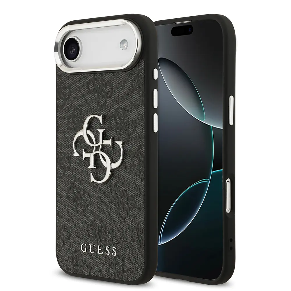 iPhone 17 Air Guess Lisanslı Kılıf, Gümüş Metal Kamera Çerçeveli
