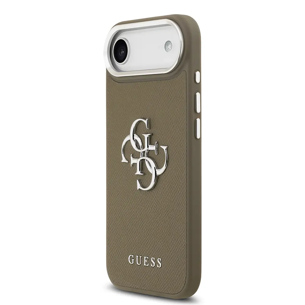 iPhone 17 Air Uyumlu Grained 4G Metal Logolu Kılıf - Guess Lisanslı