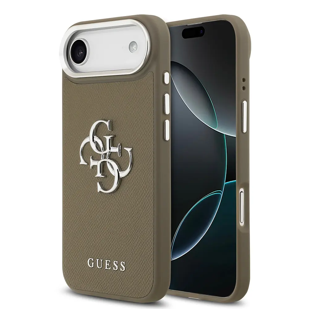 iPhone 17 Air Uyumlu Grained 4G Metal Logolu Kılıf - Guess Lisanslı