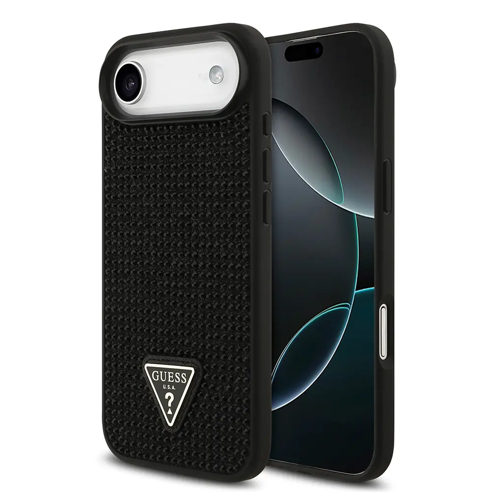 iPhone 17 Air Taşlı Arka Yüzey Üçgen Logolu Kılıf - Guess