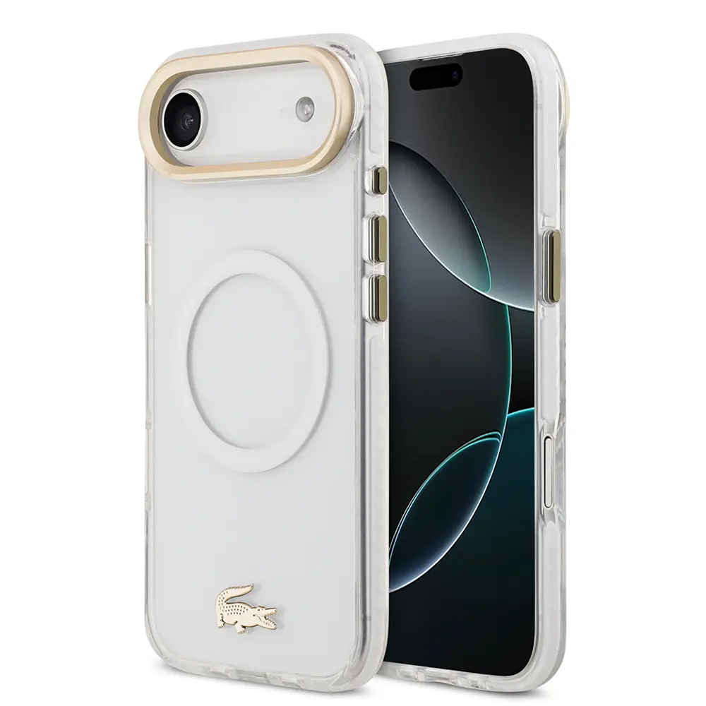 iPhone 17 Air MagSafe Uyumlu Buzlu Kılıf - Lacoste Gold Timsah Logolu