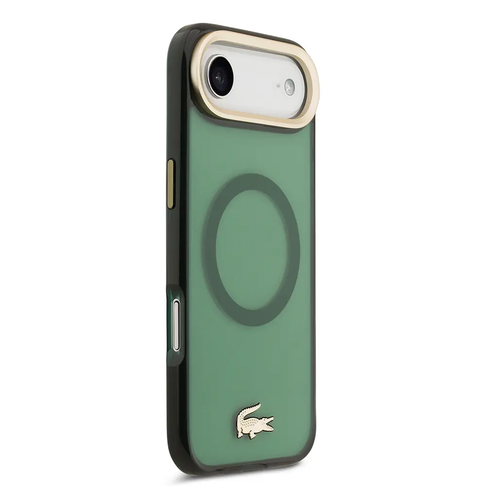 iPhone 17 Air MagSafe Uyumlu Buzlu Kılıf - Lacoste Gold Timsah Logolu