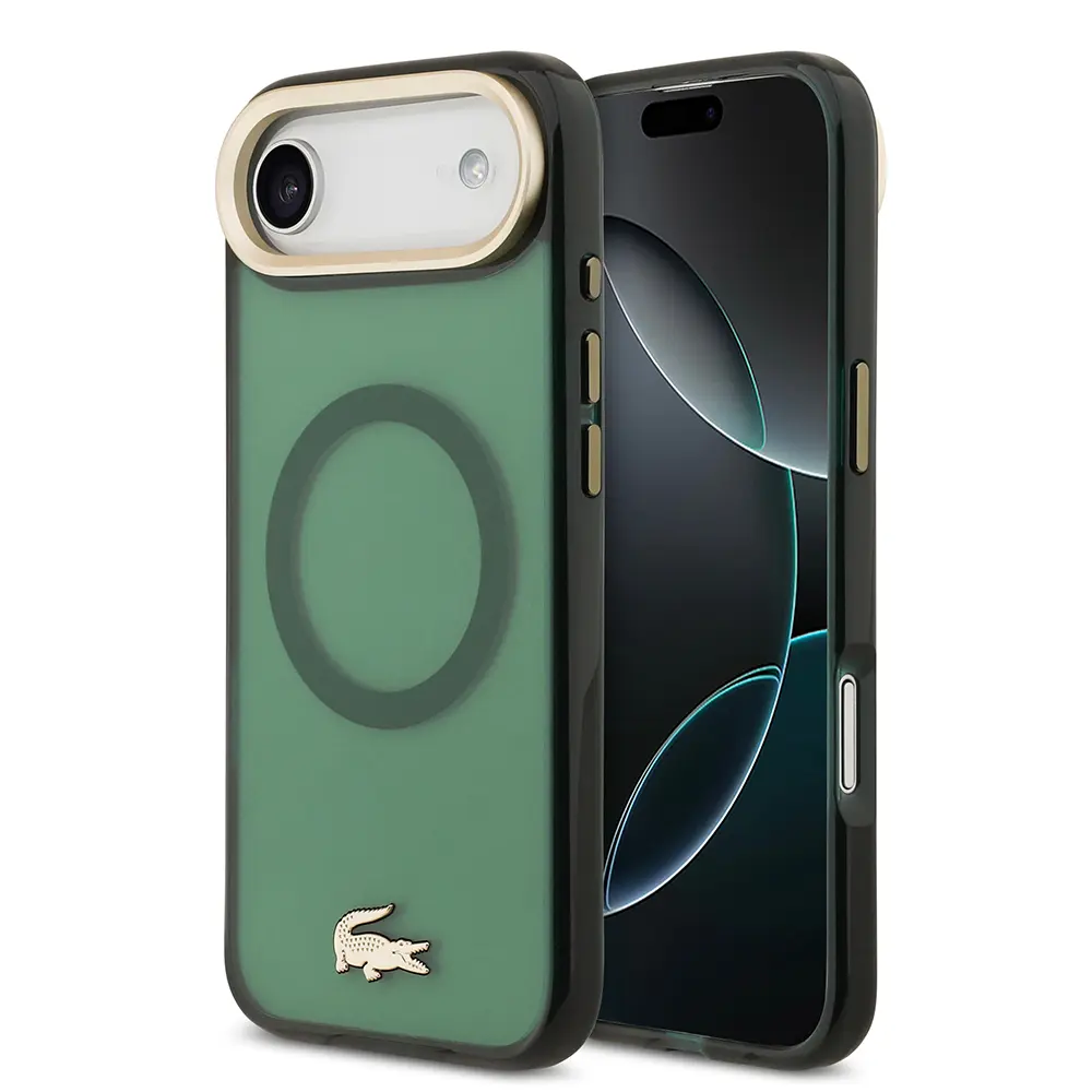 iPhone 17 Air MagSafe Uyumlu Buzlu Kılıf - Lacoste Gold Timsah Logolu
