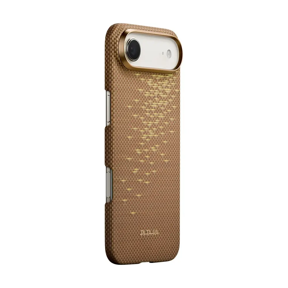 iPhone 17 Air MagSafe Uyumlu Aramid Fiber Kılıf - Pitaka Glints of Gold Ultra Slim