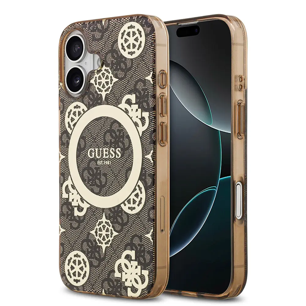 iPhone 17 MagSafe Uyumlu Desenli Kılıf - Guess 4G Peony Klasik Logolu
