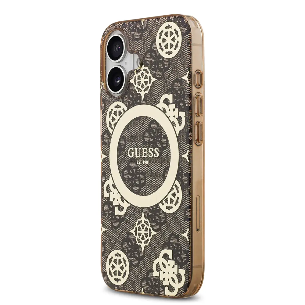 iPhone 17 MagSafe Uyumlu Desenli Kılıf - Guess 4G Peony Klasik Logolu