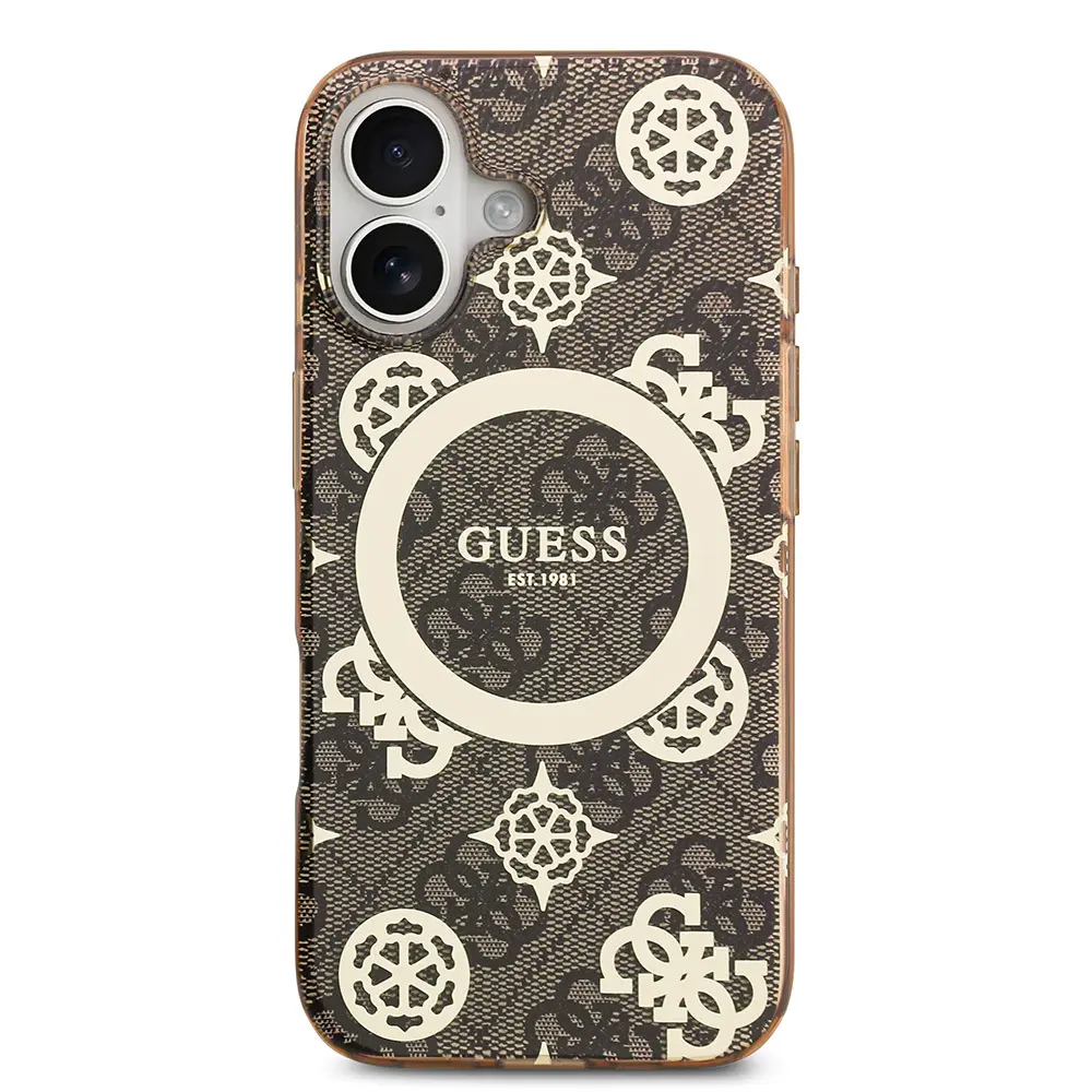 iPhone 17 MagSafe Uyumlu Desenli Kılıf - Guess 4G Peony Klasik Logolu