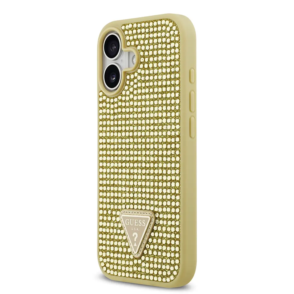 iPhone 17 Taşlı Arka Yüzey Üçgen Logolu Kılıf - Guess Lisanslı
