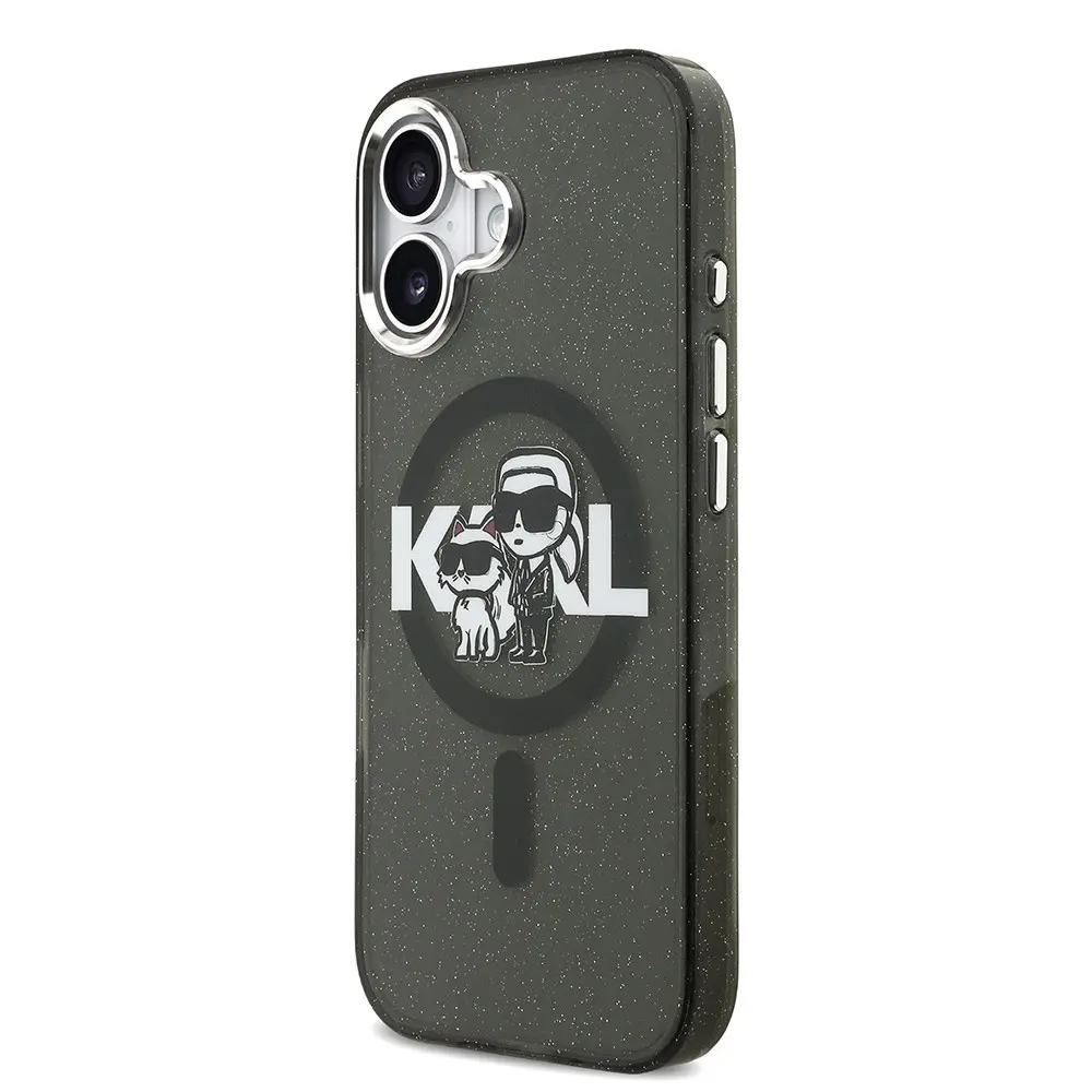 iPhone 17 Uyumlu Simli Karl & Choupette Logolu Kılıf - Karl Lagerfeld