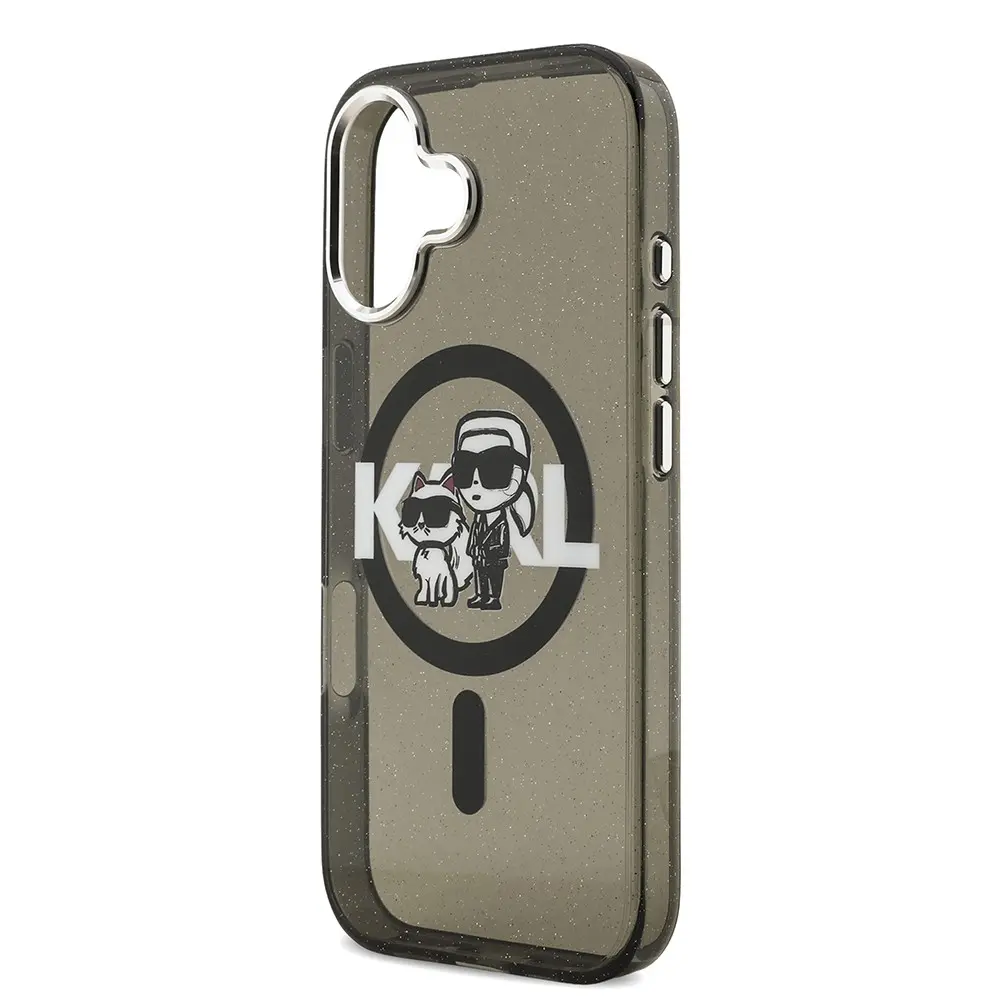 iPhone 17 Uyumlu Simli Karl & Choupette Logolu Kılıf - Karl Lagerfeld