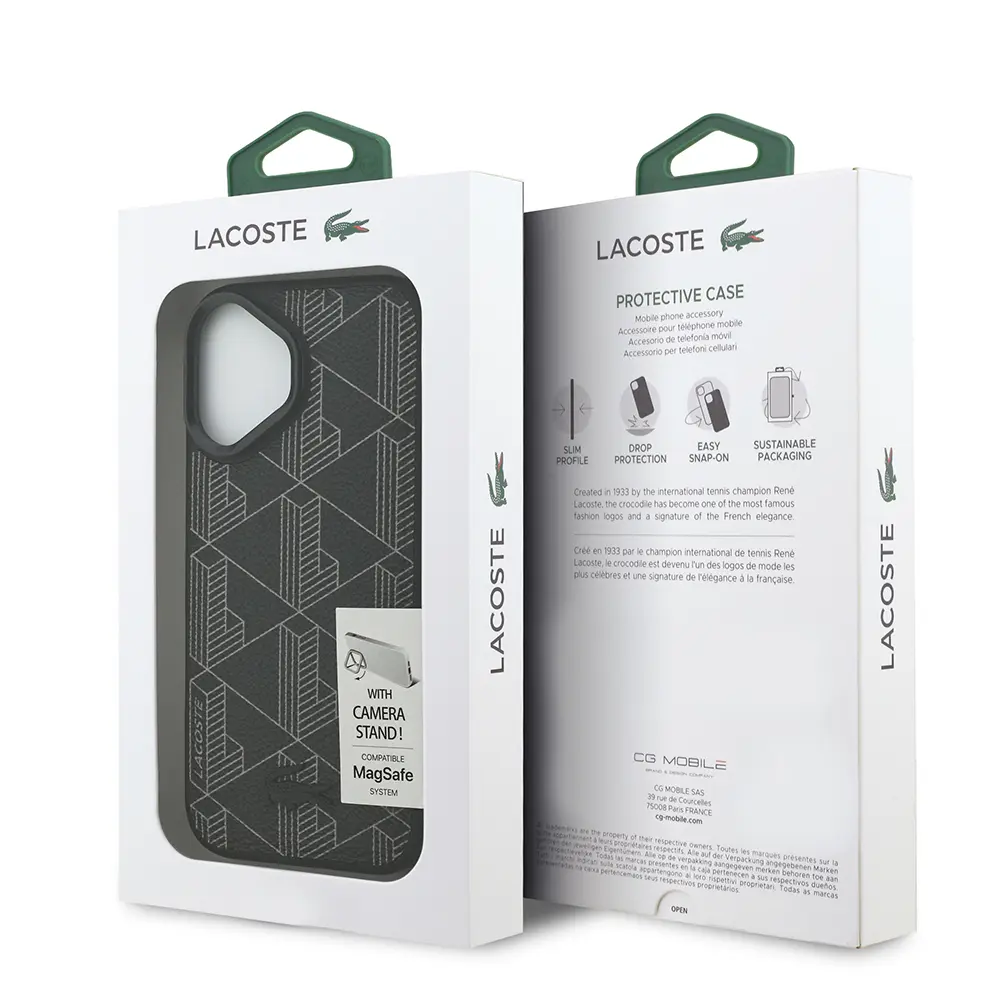 iPhone 17 MagSafe Uyumlu Standlı PU Deri Kılıf - Lacoste Monogram