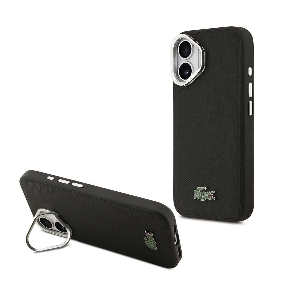iPhone 17 MagSafe Uyumlu Standlı Kılıf - Lacoste PU Pike Desenli