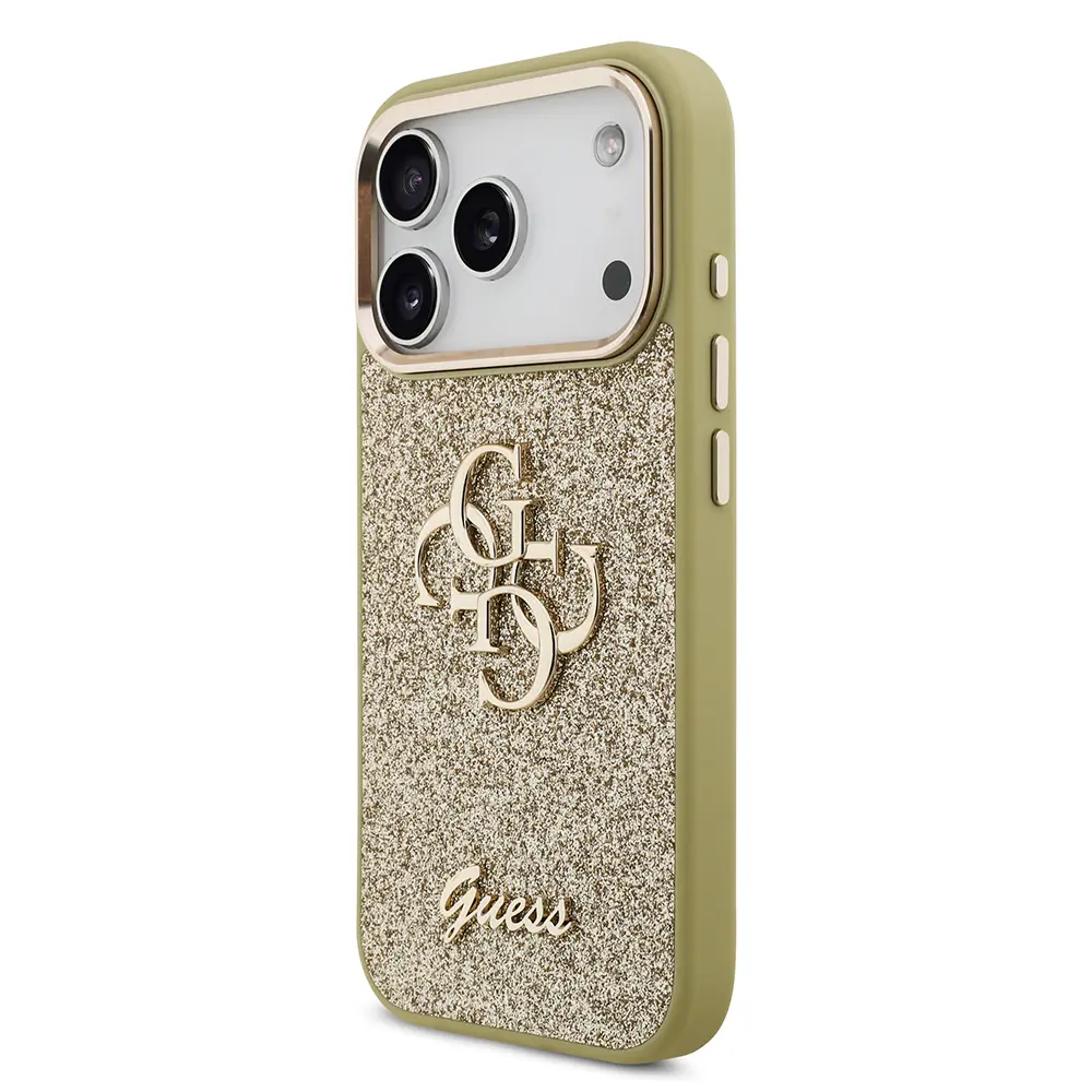 iPhone 17 Pro Metal Kamera Çerçeveli Glitter Kılıf - Guess