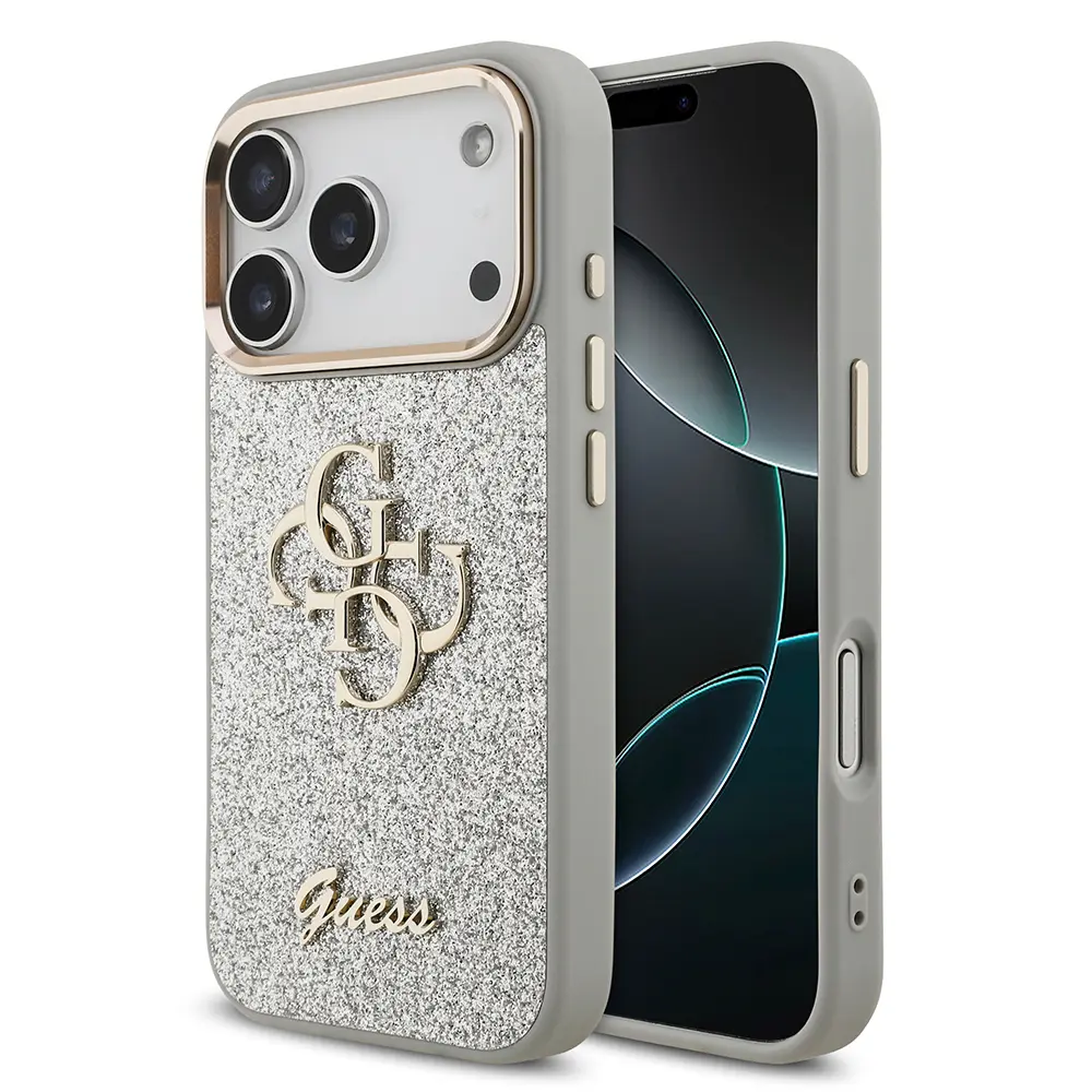 iPhone 17 Pro Metal Kamera Çerçeveli Glitter Kılıf - Guess