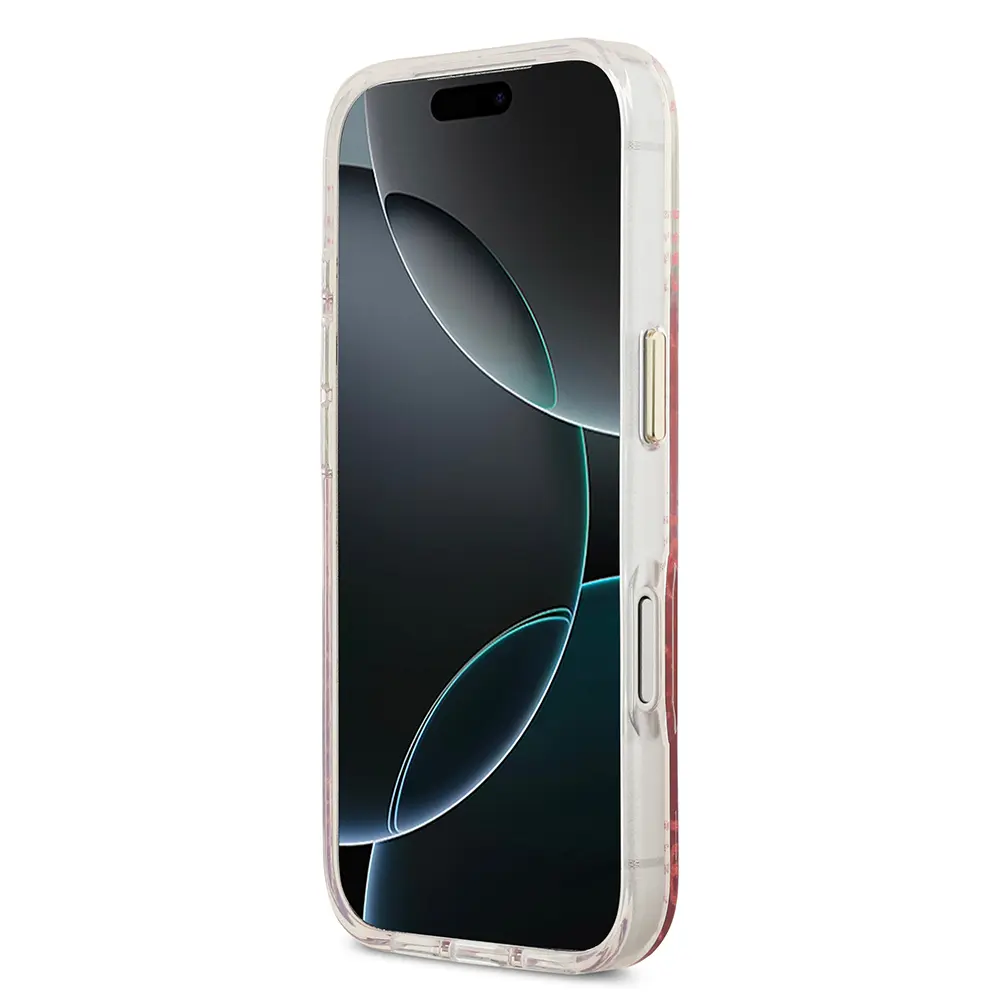 iPhone 17 Pro MagSafe Uyumlu Simli Silikon Kılıf - Guess 4G Desenli